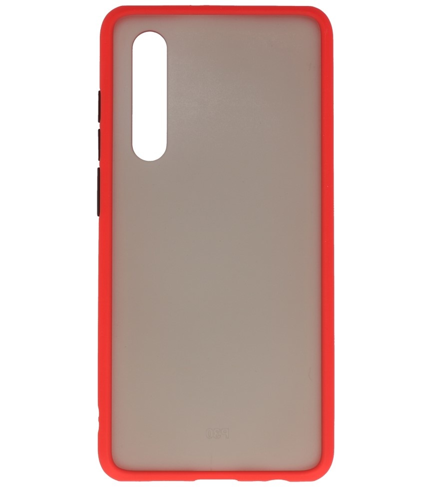 Funda dura combinada de colores para Huawei P30 Rojo