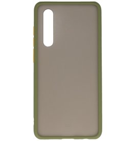 Funda dura combinada de colores para Huawei P30 Verde