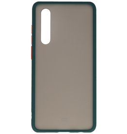 Funda dura combinada de colores para Huawei P30 Verde oscuro