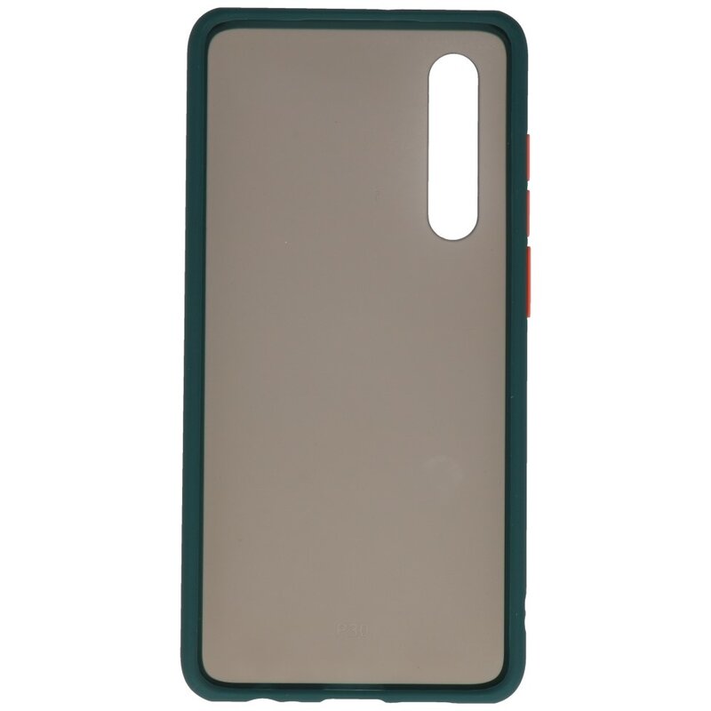 Funda dura combinada de colores para Huawei P30 Verde oscuro