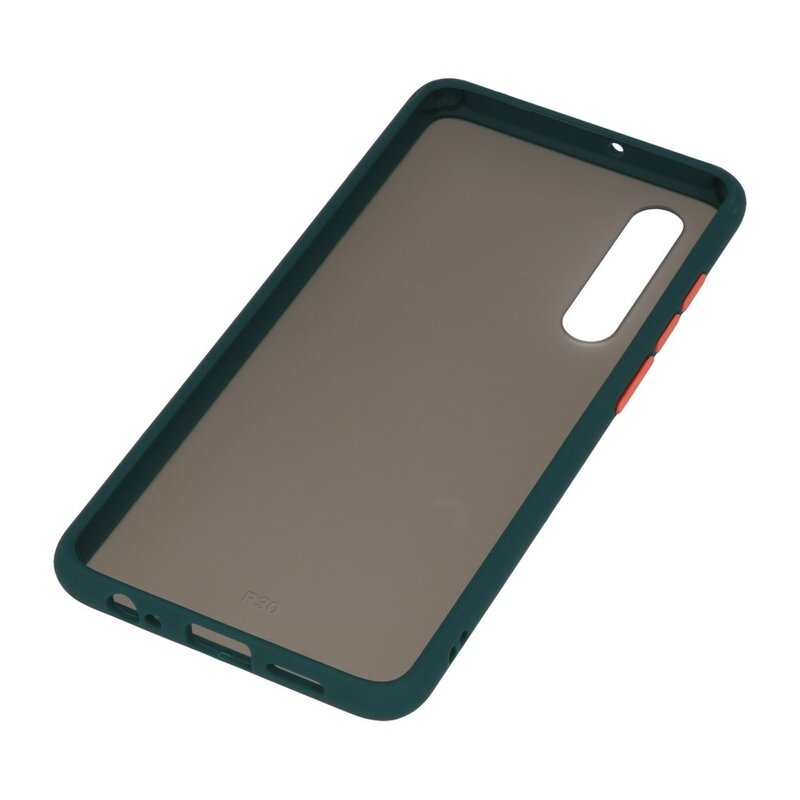Funda dura combinada de colores para Huawei P30 Verde oscuro