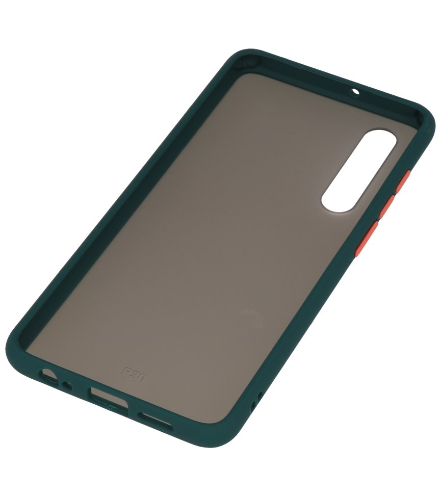 Funda dura combinada de colores para Huawei P30 Verde oscuro