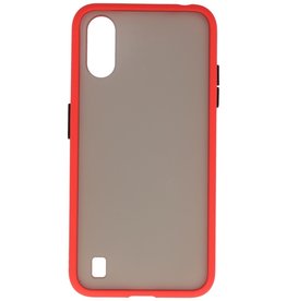 Funda rígida combinada de colores para Samsung Galaxy A01 Rojo