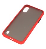 Funda dura combinada de colores para Samsung Galaxy A01 Rojo