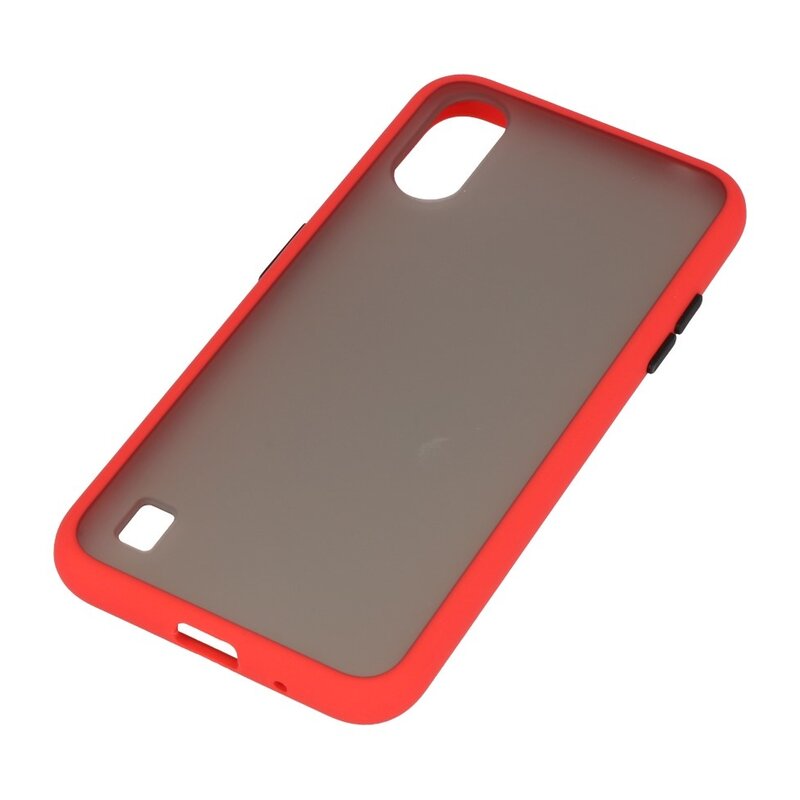 Funda dura combinada de colores para Samsung Galaxy A01 Rojo
