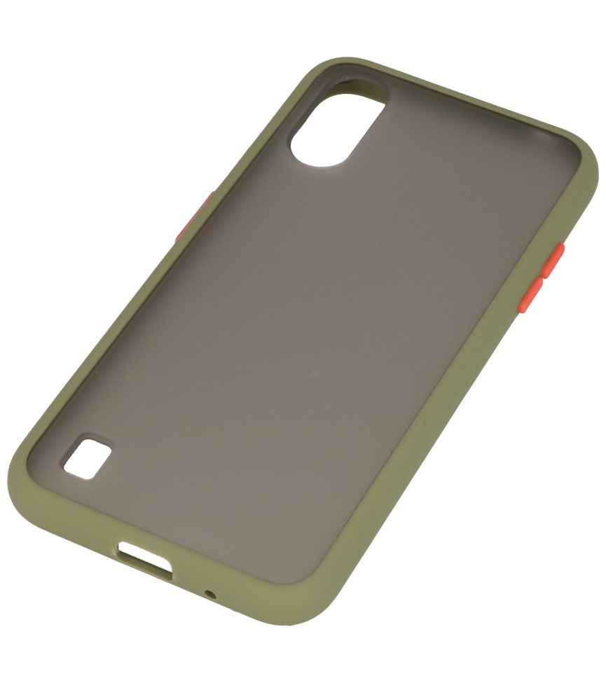 Funda rígida combinada de colores para Samsung Galaxy A01 Verde