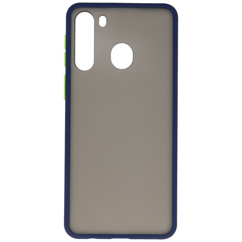 Étui rigide à combinaison de couleurs pour Samsung Galaxy A21 Bleu