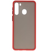 Funda dura combinada de colores para Samsung Galaxy A21 Rojo