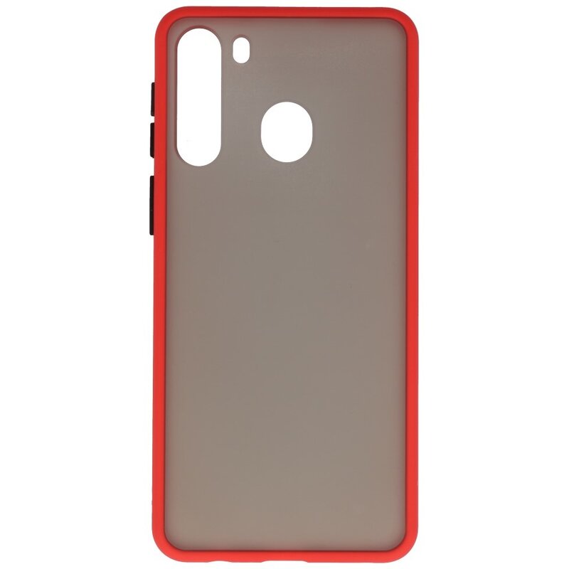 Funda dura combinada de colores para Samsung Galaxy A21 Rojo