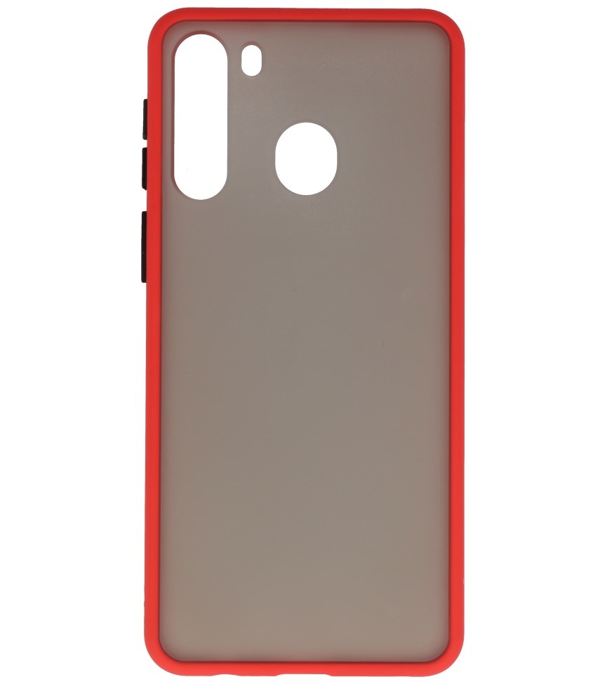 Étui rigide à combinaison de couleurs pour Samsung Galaxy A21 Rouge