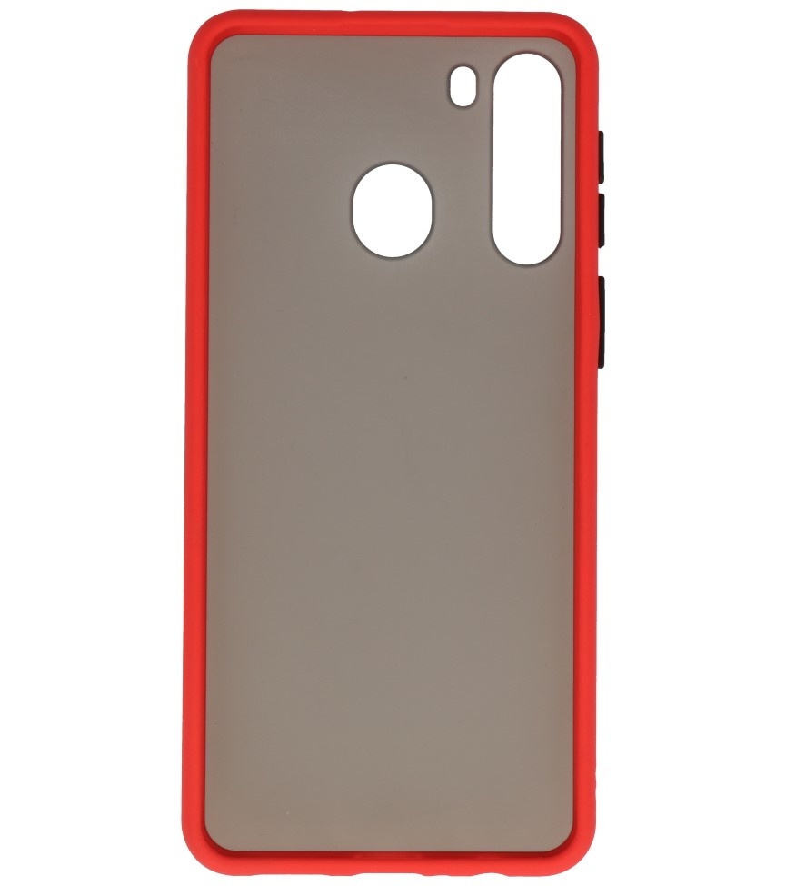 Funda dura combinada de colores para Samsung Galaxy A21 Rojo