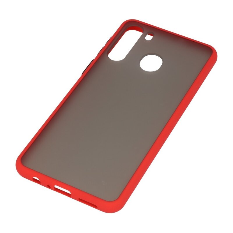 Funda dura combinada de colores para Samsung Galaxy A21 Rojo