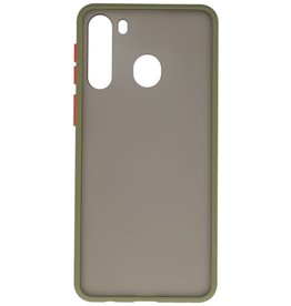 Funda dura combinada de colores para Samsung Galaxy A21 Verde