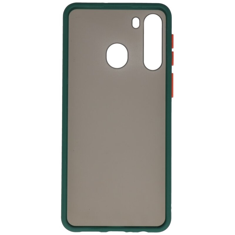 Funda dura combinada de colores para Samsung Galaxy A21 Verde Oscuro