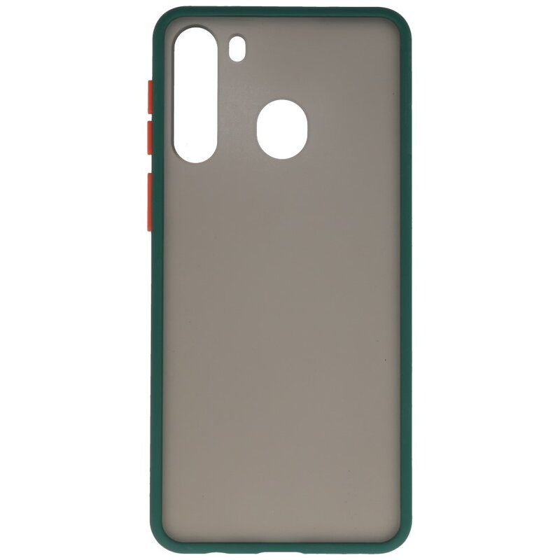 Funda dura combinada de colores para Samsung Galaxy A21 Verde Oscuro