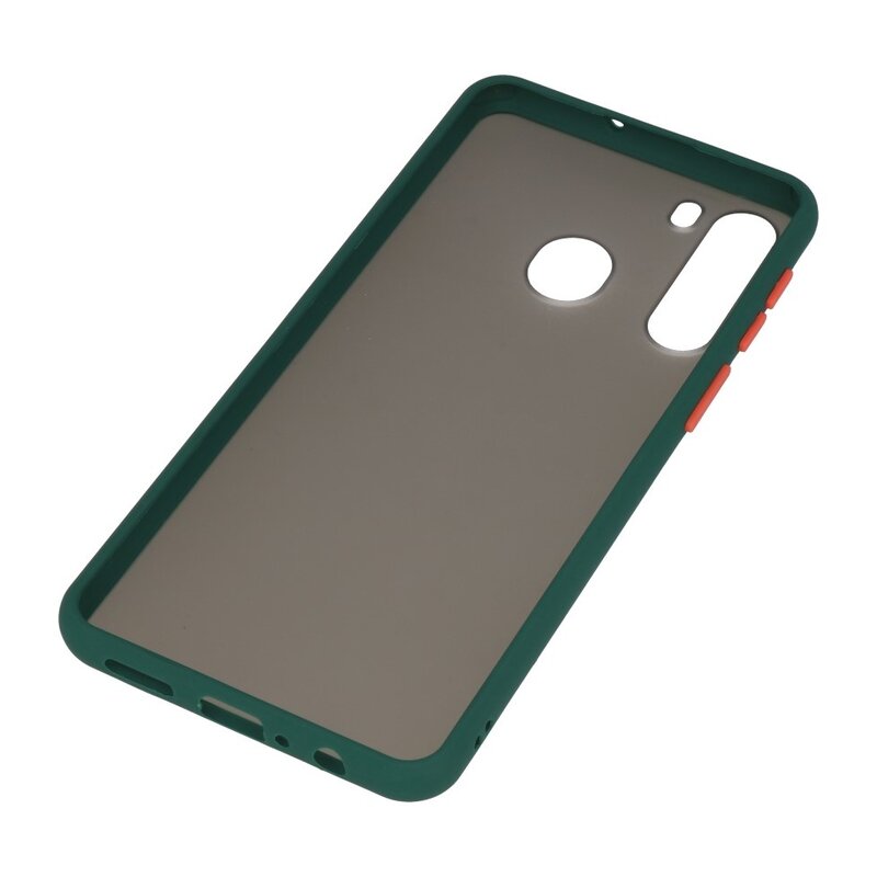 Funda dura combinada de colores para Samsung Galaxy A21 Verde Oscuro