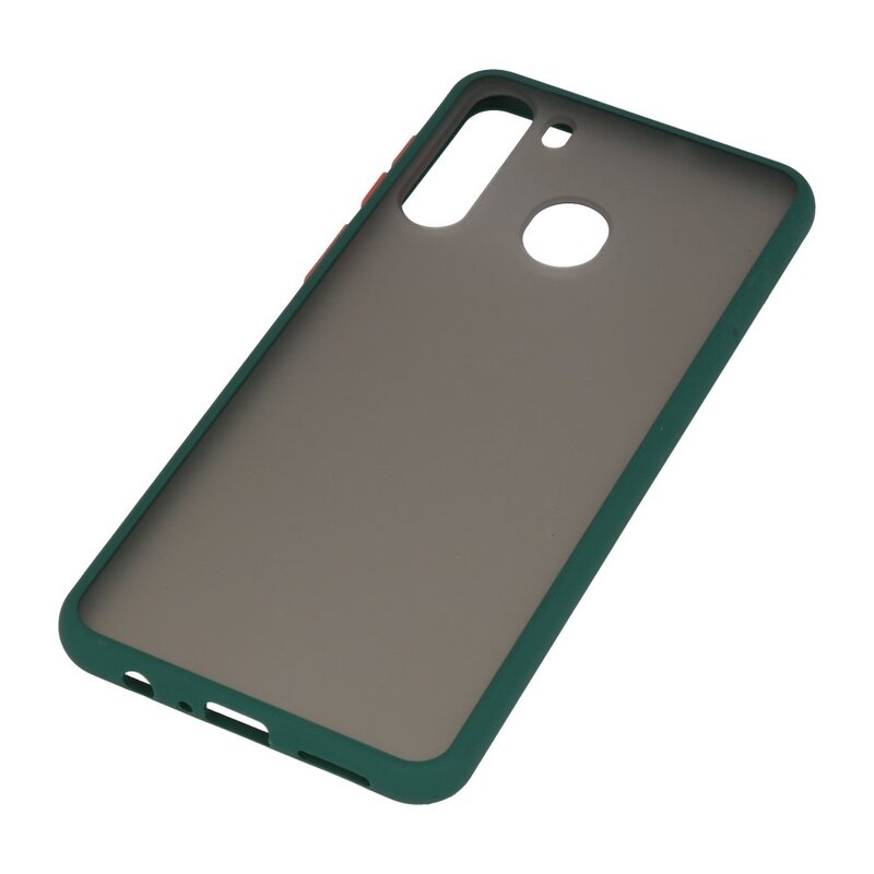 Funda dura combinada de colores para Samsung Galaxy A21 Verde Oscuro