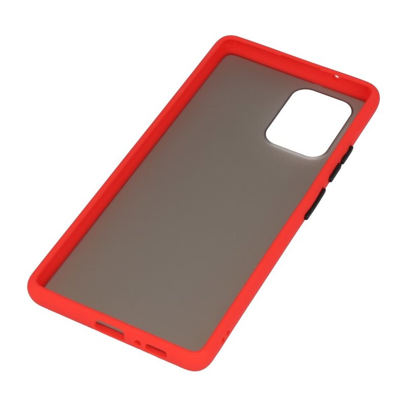 Funda rígida combinada de colores para Samsung Galaxy A91 Rojo