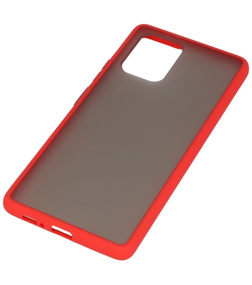 Funda rígida combinada de colores para Samsung Galaxy A91 Rojo