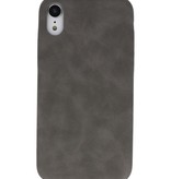 Cover in TPU di design in pelle per iPhone XR grigia