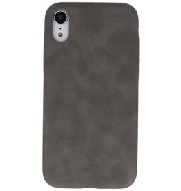 Cover in pelle design TPU per iPhone XR grigia
