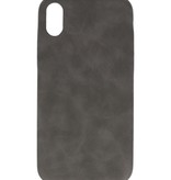 Coque en cuir TPU Design pour iPhone XR Gris