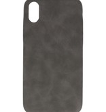 Cover in TPU di design in pelle per iPhone XR grigia