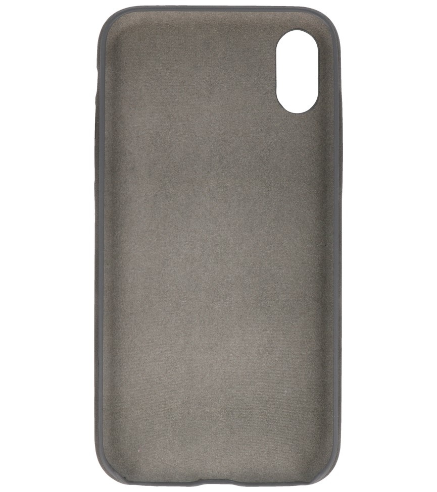 Funda de TPU de diseño de cuero para iPhone XR gris
