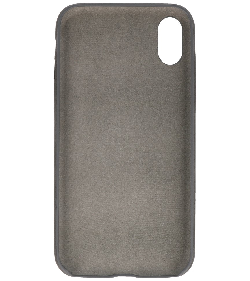 Leder Design TPU Abdeckung für iPhone XR Grey