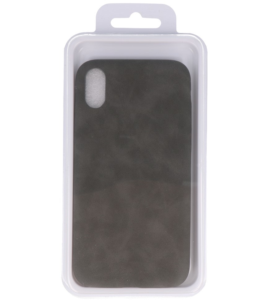 Leather Design TPU cover for iPhone XR Gray