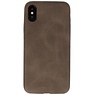 Leather Design TPU cover iPhone X / Xs Dark Brown