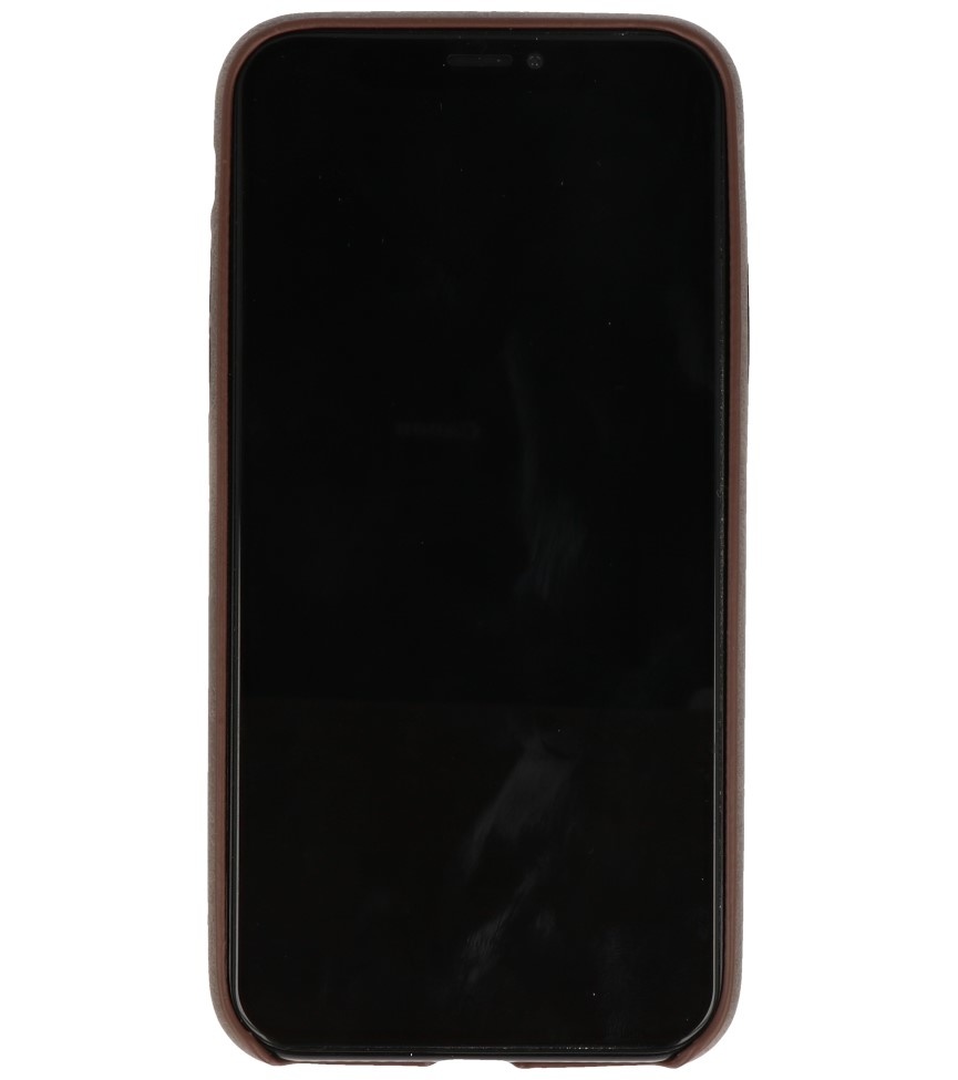 Funda de TPU de diseño de cuero para iPhone X / Xs Marrón oscuro