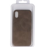 Coque en cuir TPU design pour iPhone X / Xs marron foncé