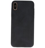 Leder Design TPU Abdeckung für iPhone Xs Max Black