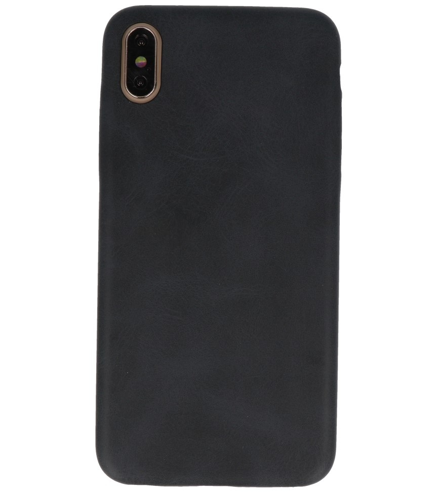 Læder Design TPU cover til iPhone Xs Max Black