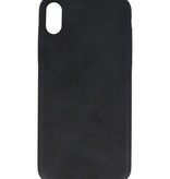 Læder Design TPU cover til iPhone Xs Max Black