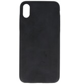 Læder Design TPU cover til iPhone Xs Max Black