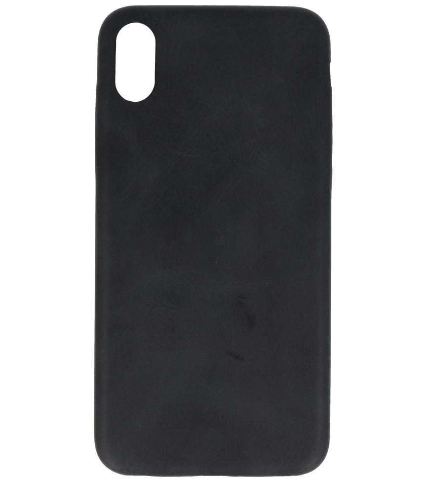 Funda de TPU de diseño de cuero para iPhone Xs Max Black