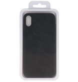 Leder Design TPU cover voor iPhone Xs Max Zwart