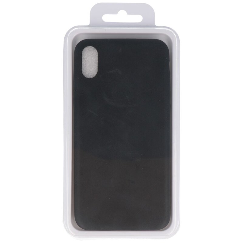 Leder Design TPU cover voor iPhone Xs Max Zwart