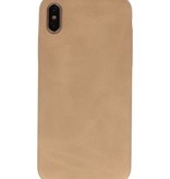 Leather Design TPU cover for iPhone Xs Max Beige