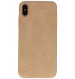 Læder Design TPU cover til iPhone Xs Max Beige