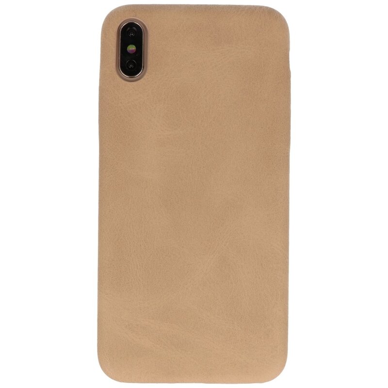 Leder Design TPU cover voor iPhone Xs Max Beige