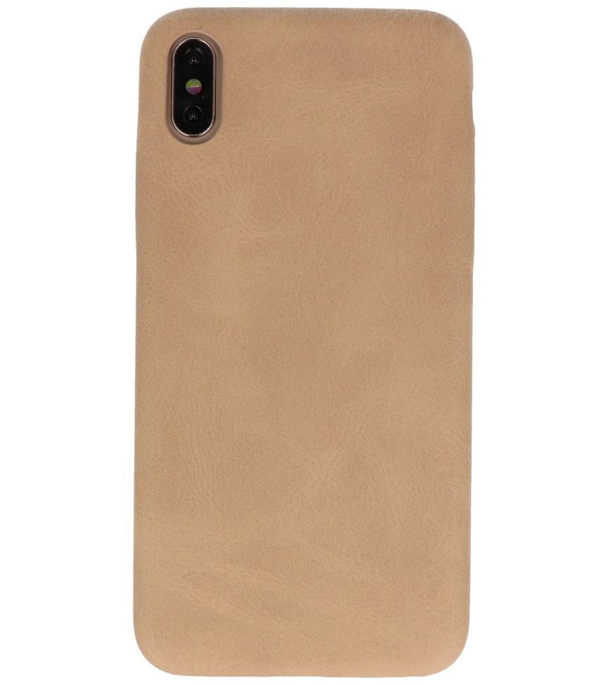 Leather Design TPU cover for iPhone Xs Max Beige