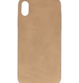 Leather Design TPU cover for iPhone Xs Max Beige