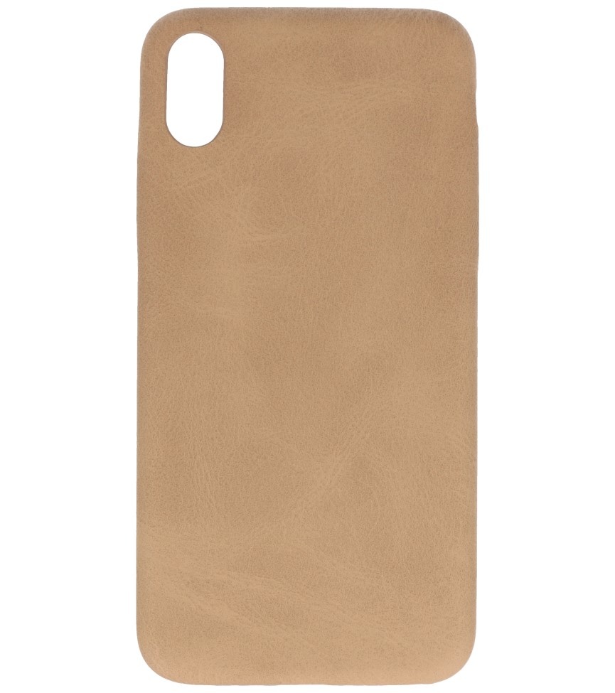 Leather Design TPU cover for iPhone Xs Max Beige