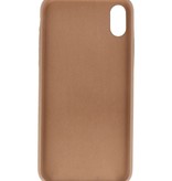 Leather Design TPU cover for iPhone Xs Max Beige