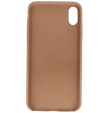 Læder Design TPU cover til iPhone Xs Max Beige