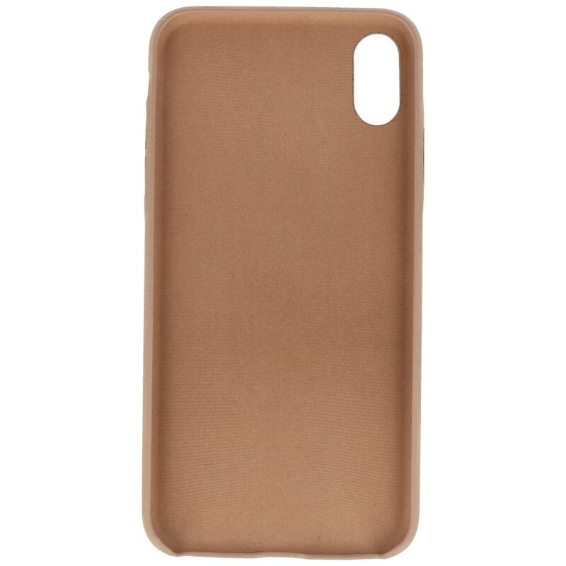 Leder Design TPU cover voor iPhone Xs Max Beige