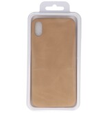 Læder Design TPU cover til iPhone Xs Max Beige